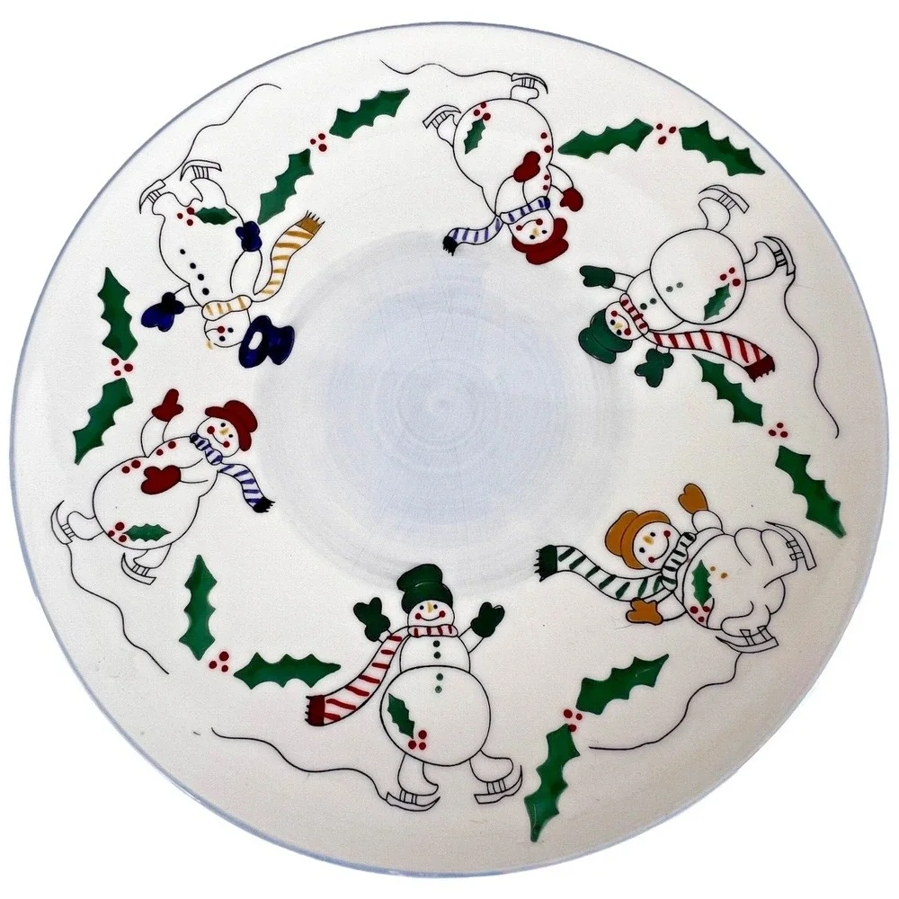 3 Temptations by Tara Snowman Plates Cake Dinner Salad‎ Serving Set Winter Xmas